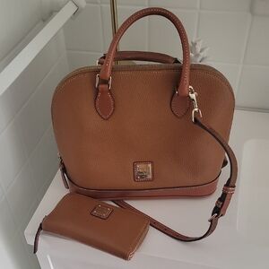 Dooney & Bourke Tan Leather Satchel with Detachable Strap
